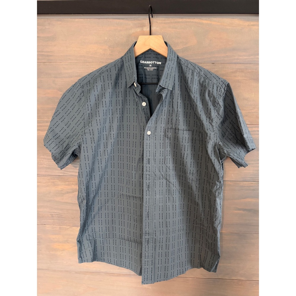 Bearbottom Mens Cabana Camp Collar Shirt Dash Blue Short Sleeve Button Down M